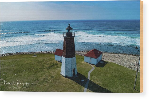 Point Judith Lighthouse Wood Print featuring the photograph Point Judith Lighthouse #1 by Veterans Aerial Media LLC