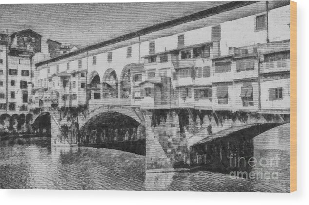 Ponte Vecchio Wood Print featuring the digital art Ponte Vecchio by Edward Fielding