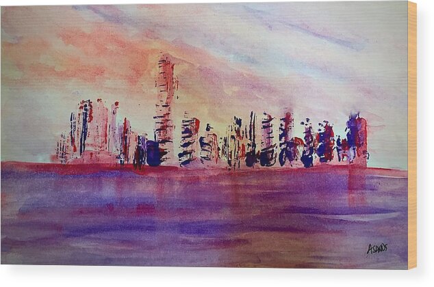 Miami Port Wood Print featuring the painting Port of Miami Abstract by Anne Sands