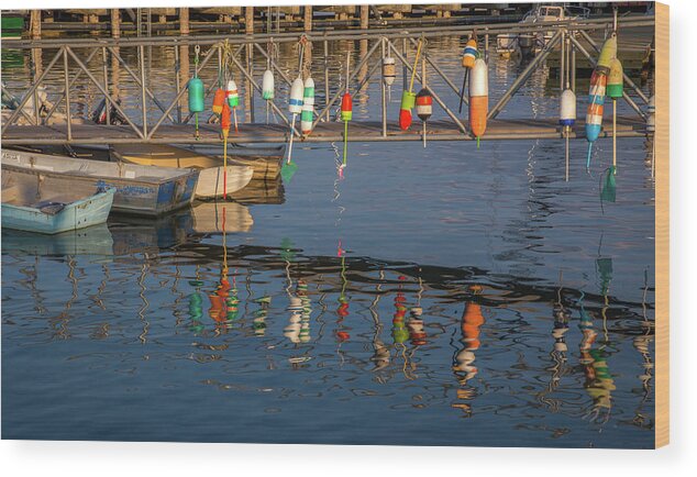 Boats Wood Print featuring the photograph Reflected Buoys by Jen Manganello