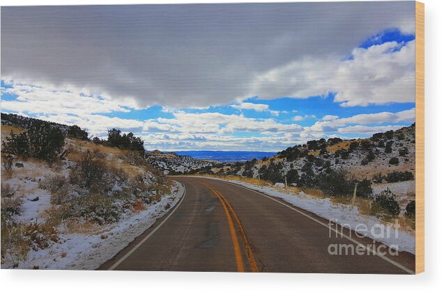 Southwest Landscape Wood Print featuring the photograph Road to blue skys by Robert WK Clark