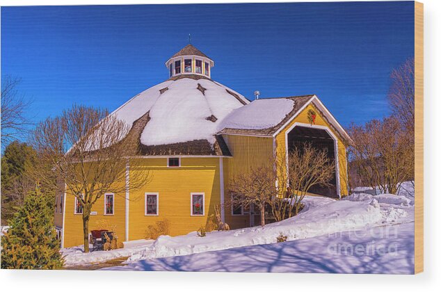 Waitsfield Vermont Wood Print featuring the photograph Round Barn by Scenic Vermont Photography