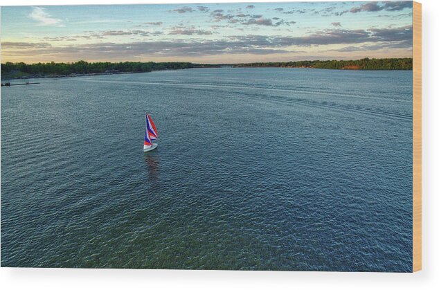 Decatur Wood Print featuring the photograph Sailboat on Lake Decatur by George Strohl