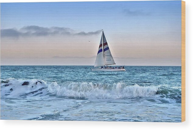 Sailing Wood Print featuring the photograph Sailing Santa Cruz by Marilyn MacCrakin