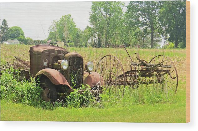Old Car Wood Print featuring the photograph Saw Better Days by Jeanette Oberholtzer