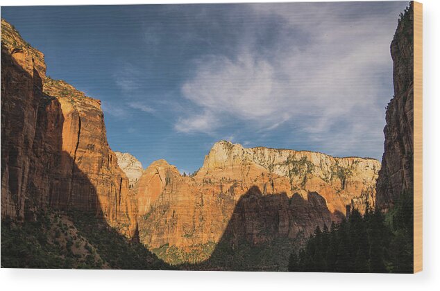 Utah Wood Print featuring the photograph Shadow Mountain Zion National Park Utah by Lawrence S Richardson Jr