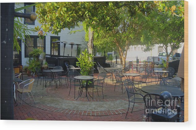 Augustine Wood Print featuring the photograph Shady Outdoor Dining by Ules Barnwell