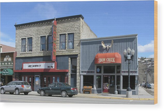 Red Lodge Wood Print featuring the photograph Snow Creek Saloon by Janis Beauchamp