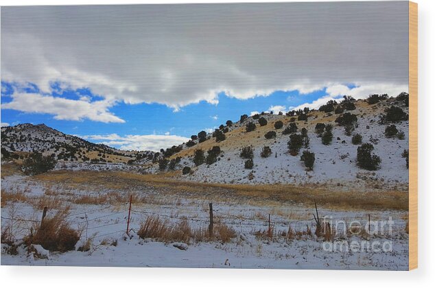 Southwest Landscape Wood Print featuring the photograph Snow in the Desert by Robert WK Clark