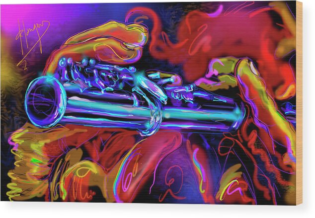 Flute Wood Print featuring the painting Solid Silver by DC Langer