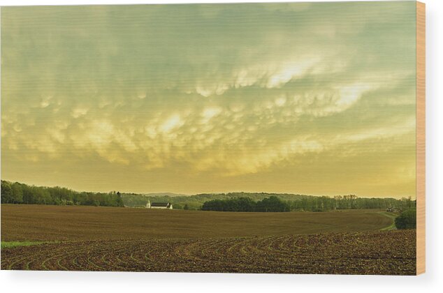 Sunset Wood Print featuring the photograph Thunder Storm over a Pennsylvania Farm by Jason Fink