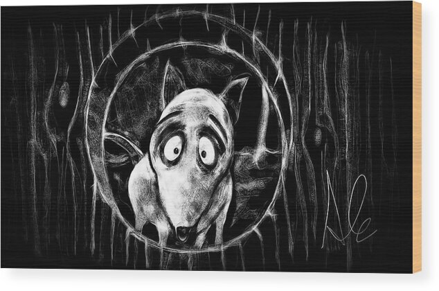 Sparky Wood Print featuring the drawing Sparky by Alessandro Della Pietra