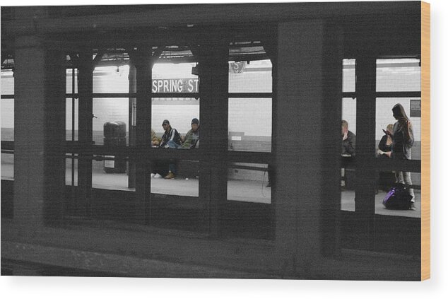 Subway Wood Print featuring the photograph Spring Street Station by Frank Mari