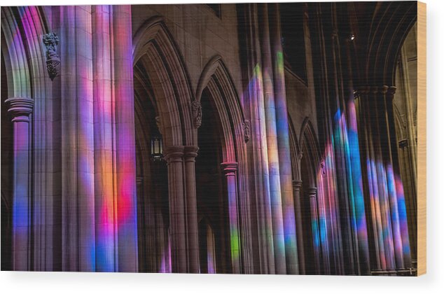 Washington National Cathedral Wood Print featuring the photograph Stained Glass Reflections I by Pam DeCamp