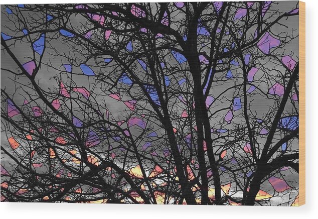 Sunset Wood Print featuring the photograph Stained Glass Sunset by Rand Ningali