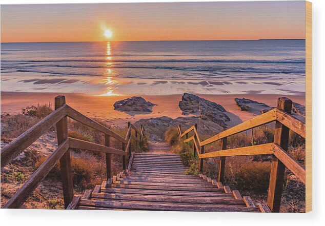 Sand Wood Print featuring the photograph Stairs to the sunset by Dmytro Korol