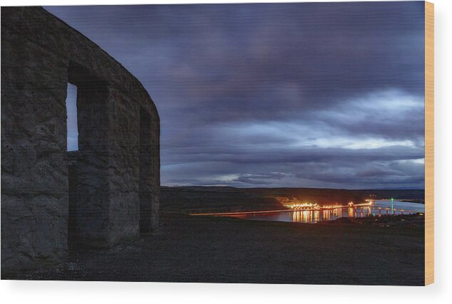 Night Wood Print featuring the photograph Stonehenge and the Columbia by Cat Connor