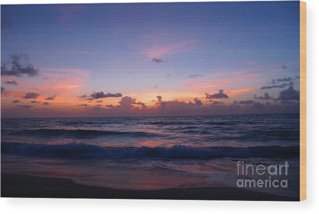 Seascape Wood Print featuring the photograph Sunrise Beach Treasure Coast Florida 1A by Ricardos Creations