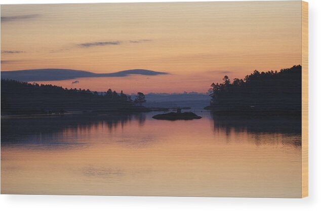 Sunrise Wood Print featuring the photograph Sunrise in Blue Hill III by Greg DeBeck