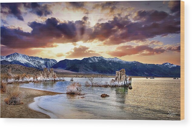 Mono Lake Wood Print featuring the photograph Sunset At Mono Lake by Endre Balogh