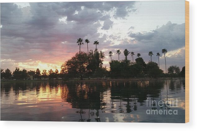 Island Wood Print featuring the photograph Sunset Island in Chaparral Lake HORIZONTAL by Heather Kirk