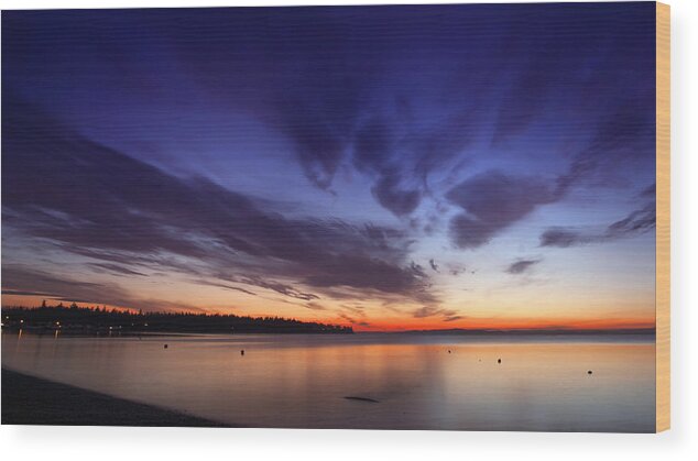 Sunset Wood Print featuring the photograph Sunset on Birch Bay 3 by Julius Reque