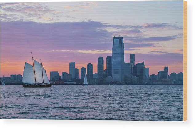 Hudson River Wood Print featuring the photograph Sunset Sail - Hudson River by Frank Mari