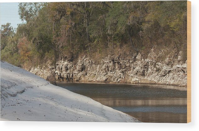 Suwannee Wood Print featuring the photograph Suwannee River Sand Water and Rock by Paul Rebmann