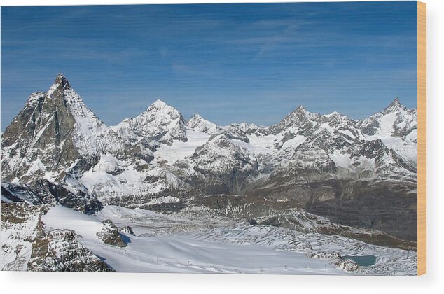 Zermatt Wood Print featuring the photograph Swiss Glacier View by Sue Morris
