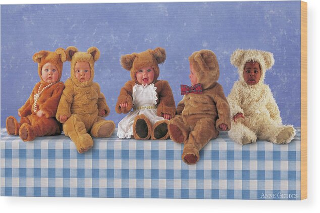 Picnic Wood Print featuring the photograph Teddy Bears Picnic by Anne Geddes