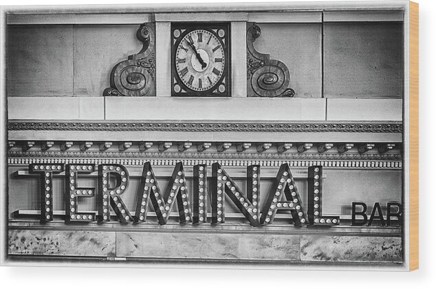Union Station Wood Print featuring the photograph Terminal Bar Sign by Susan Rissi Tregoning