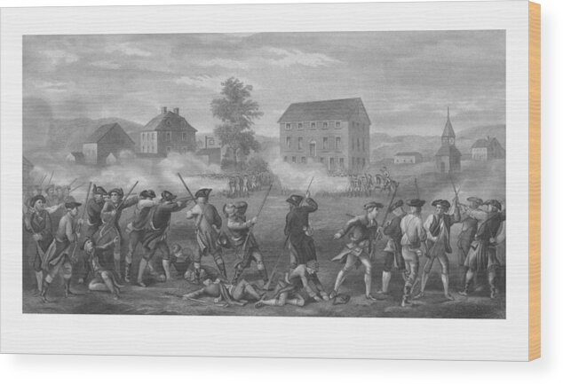 Minutemen Wood Print featuring the drawing The Battle of Lexington by War Is Hell Store