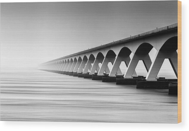 Bridge Wood Print featuring the photograph The Endless Bridge by Wim Denijs