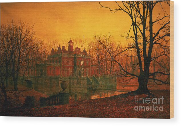 The Wood Print featuring the painting The Haunted House by John Atkinson Grimshaw