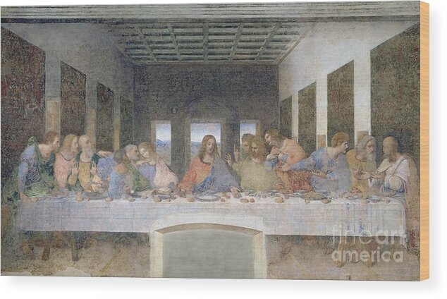 The Wood Print featuring the painting The Last Supper by Leonardo da Vinci