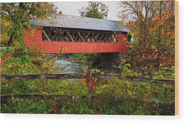 Creamery Covered Bridge Wood Print featuring the photograph The Old Creamery Covered Bridge by Susan Rissi Tregoning