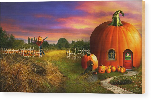 Challenge Wood Print featuring the photograph The pumpkin patch by Mike Savad