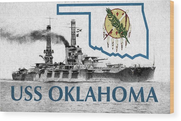 The Uss Oklahoma Wood Print featuring the digital art The USS Oklahoma by JC Findley