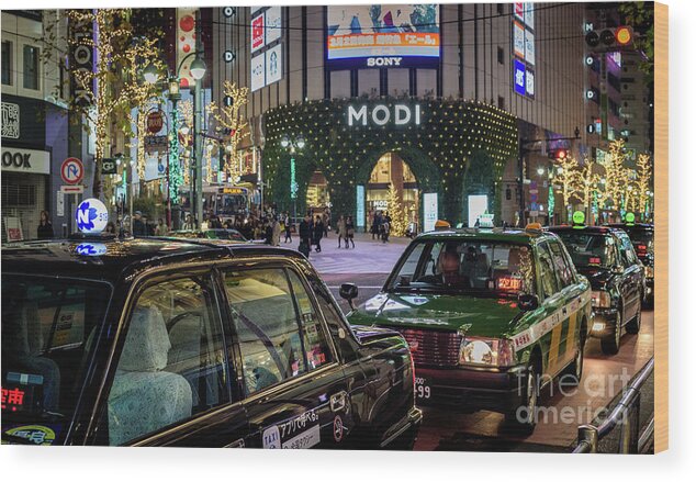 People Wood Print featuring the photograph Tokyo Taxis, Japan by Perry Rodriguez