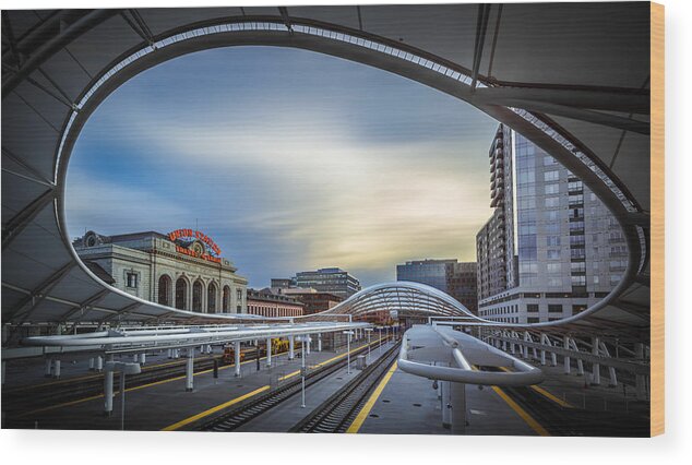 Architecture Wood Print featuring the photograph Union Station Denver - Slow Sunset by Jan Abadschieff