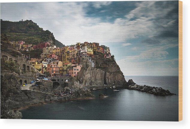 Michalakis Ppalis Wood Print featuring the photograph Village of Manarola CinqueTerre, Liguria, Italy by Michalakis Ppalis