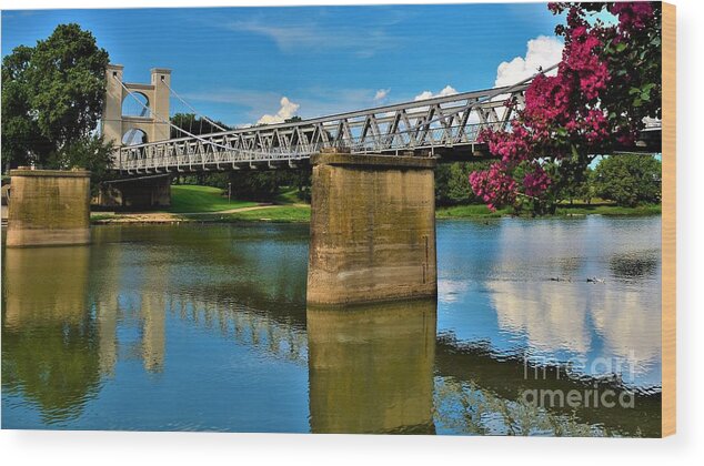 Waco Suspension Bridge Wood Print featuring the photograph Waco Suspension Bridge 2 by Dennis Nelson