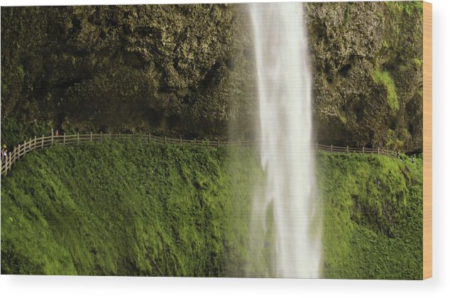 Waterfall Wood Print featuring the photograph Walking Behind The Falls by KATIE Vigil