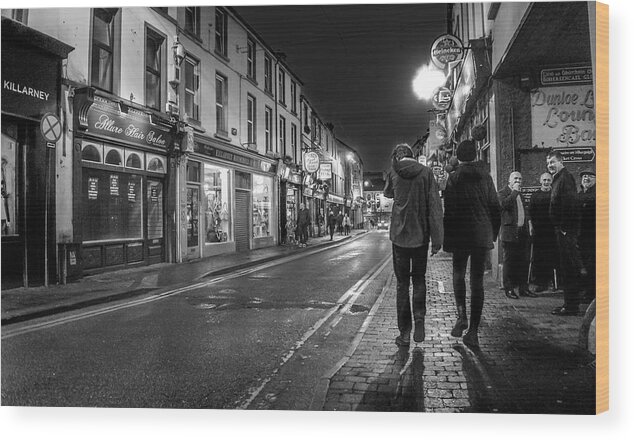 Original Wood Print featuring the photograph Walking in Killarney at Night by WAZgriffin Digital