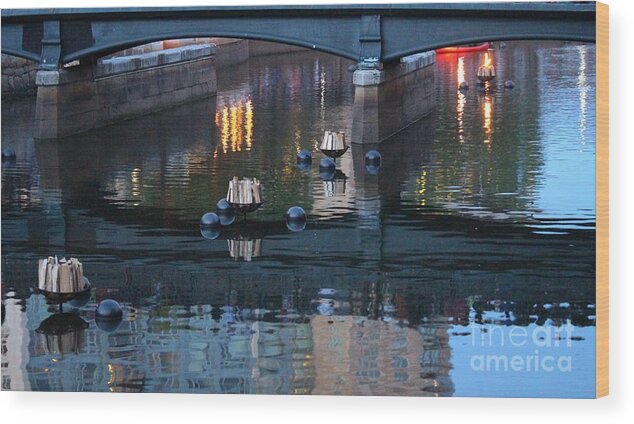 Providence Wood Print featuring the photograph WaterFire by Deena Withycombe