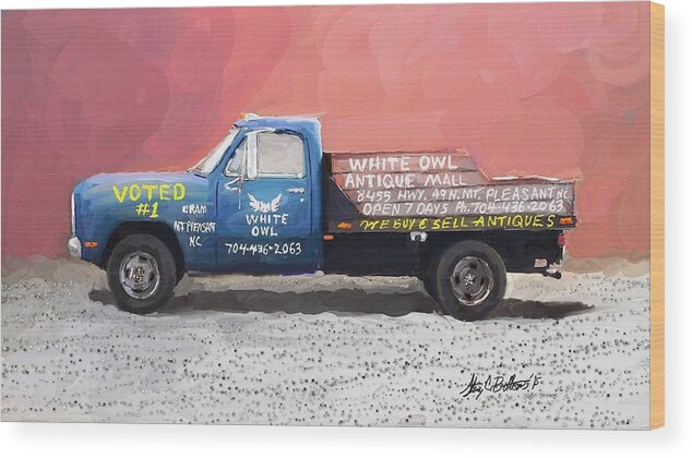 Truck Wood Print featuring the digital art White Owl Truck by Stacy C Bottoms