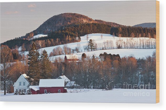 Winter Wood Print featuring the photograph Winter Countryside At Sunset by Alan L Graham