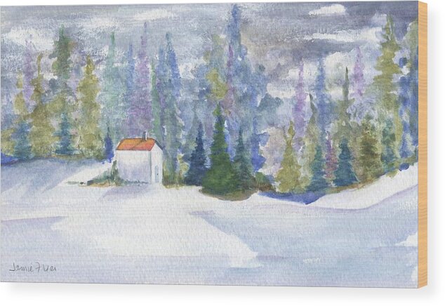 Snow Wood Print featuring the painting Winter Day by Jamie Frier
