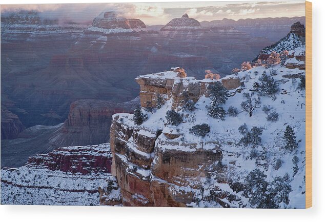 Grand Canyon Wood Print featuring the photograph Winter Sunrise - Mather Point Grand Canyon by Paul Riedinger