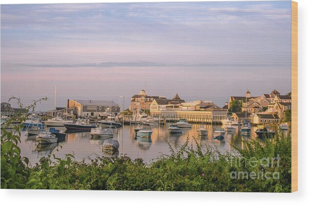 Sunrise Wood Print featuring the photograph Wychmere Harbor at Sunrise by Lorraine Cosgrove